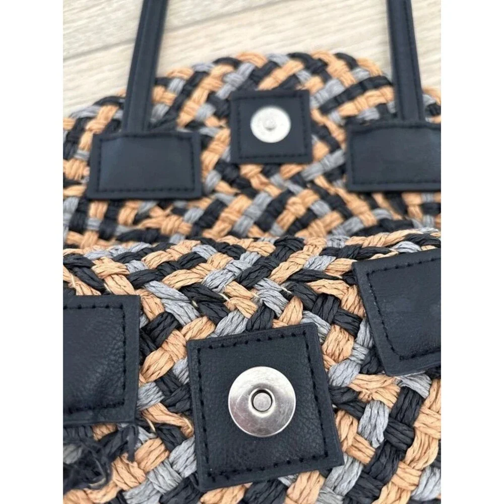 Retro Woven straw circle vegan Y2K HOBO